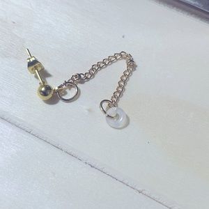 Small gold post earring earbud holder